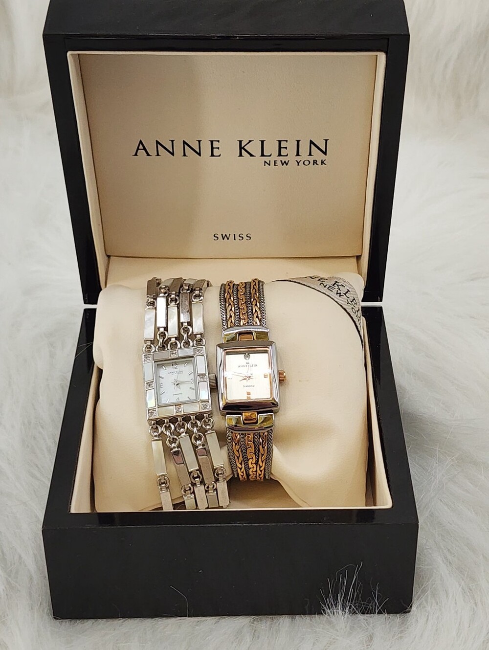 (2) Anne Klein Women’s Silver and Silver & Gold Tone Bracelet Watches